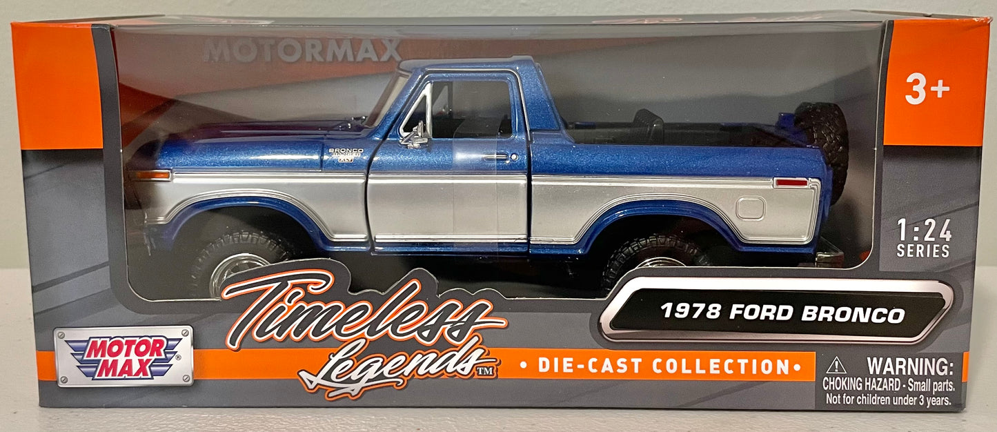 Motormax 1:24 die cast 1978 Ford Bronco XLT with Open Top