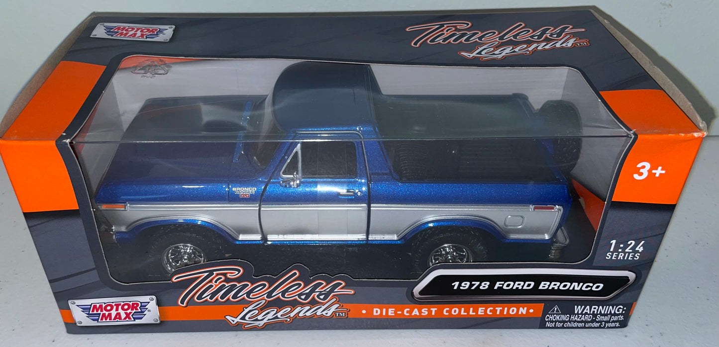 Motormax 1:24 die cast 1978 Ford Bronco XLT with Open Top