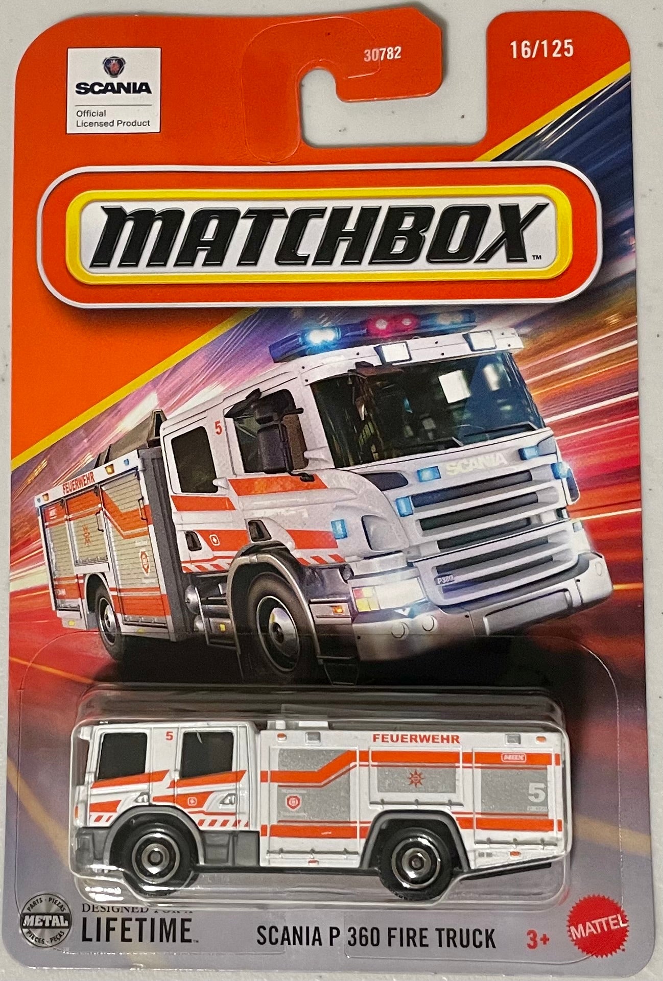 Matchbox 1:64 die cast Scania P 360 Fire Truck