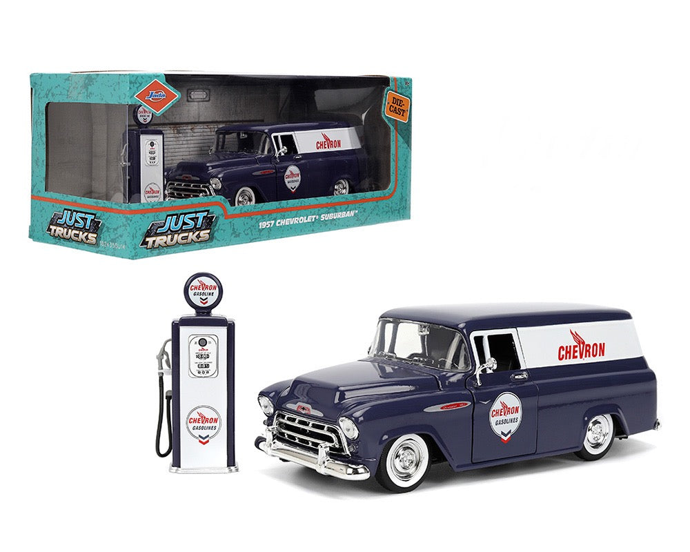 Jada 1:24 die cast Chevron 1957 Chevy Suburban with Gas Pump