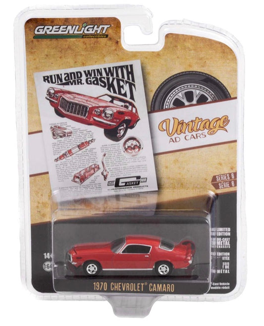 Greenlight 1:64 die cast 1970 Chevy Camaro Vintage Mr Gasket Ad Cars